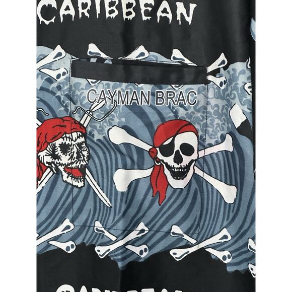 Mia’s Shirt Men's Medium Black Button Down Short Sleeve Pirates Caribbean India - Picture 3 of 10